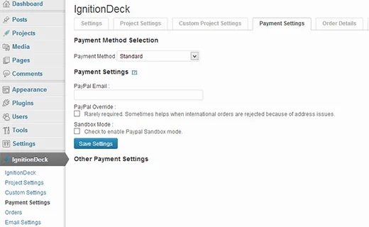 تنظیمات ignitiondeck