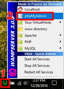 شروع phpmyadmin