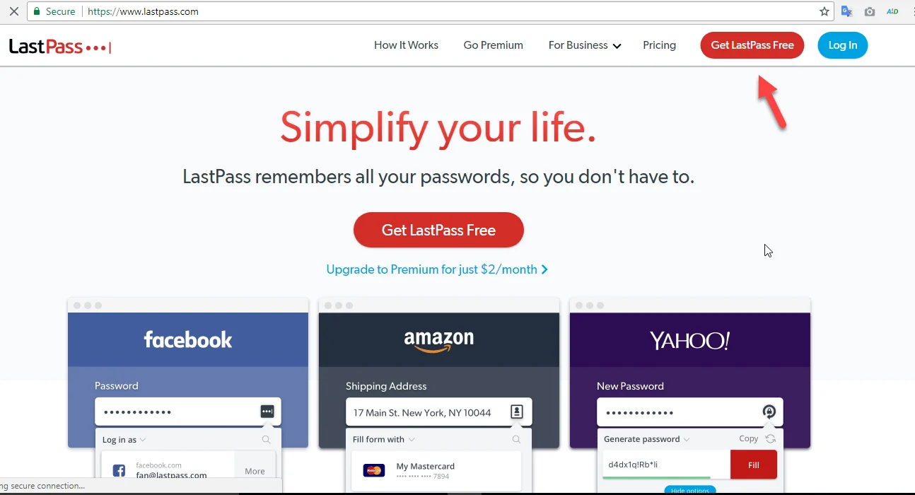 ثبت نام در سایت lastpass.com