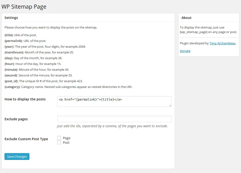 wp sitemap page