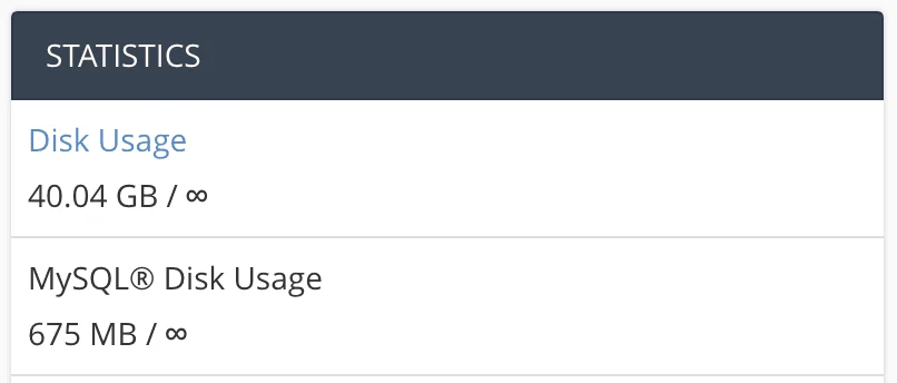 cpanel disk usage