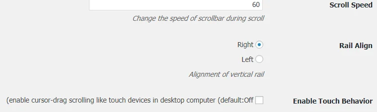 تنظیمات scroll