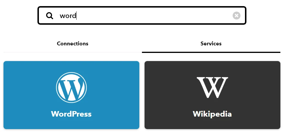 انتخاب سرویس وردپرس در سایت IFTTT