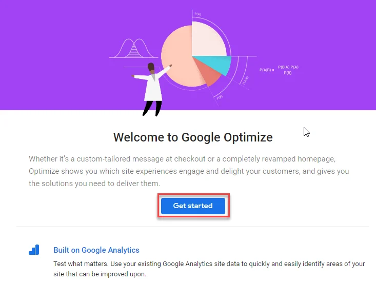 تنظیمات حساب کاربری Google Optimize