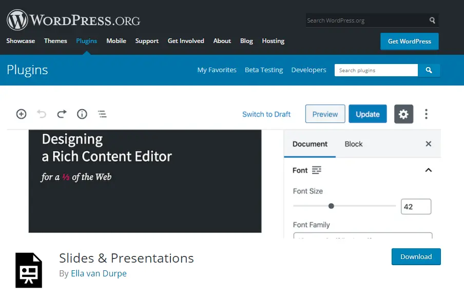 صفحه افزونه Slides & Presentations