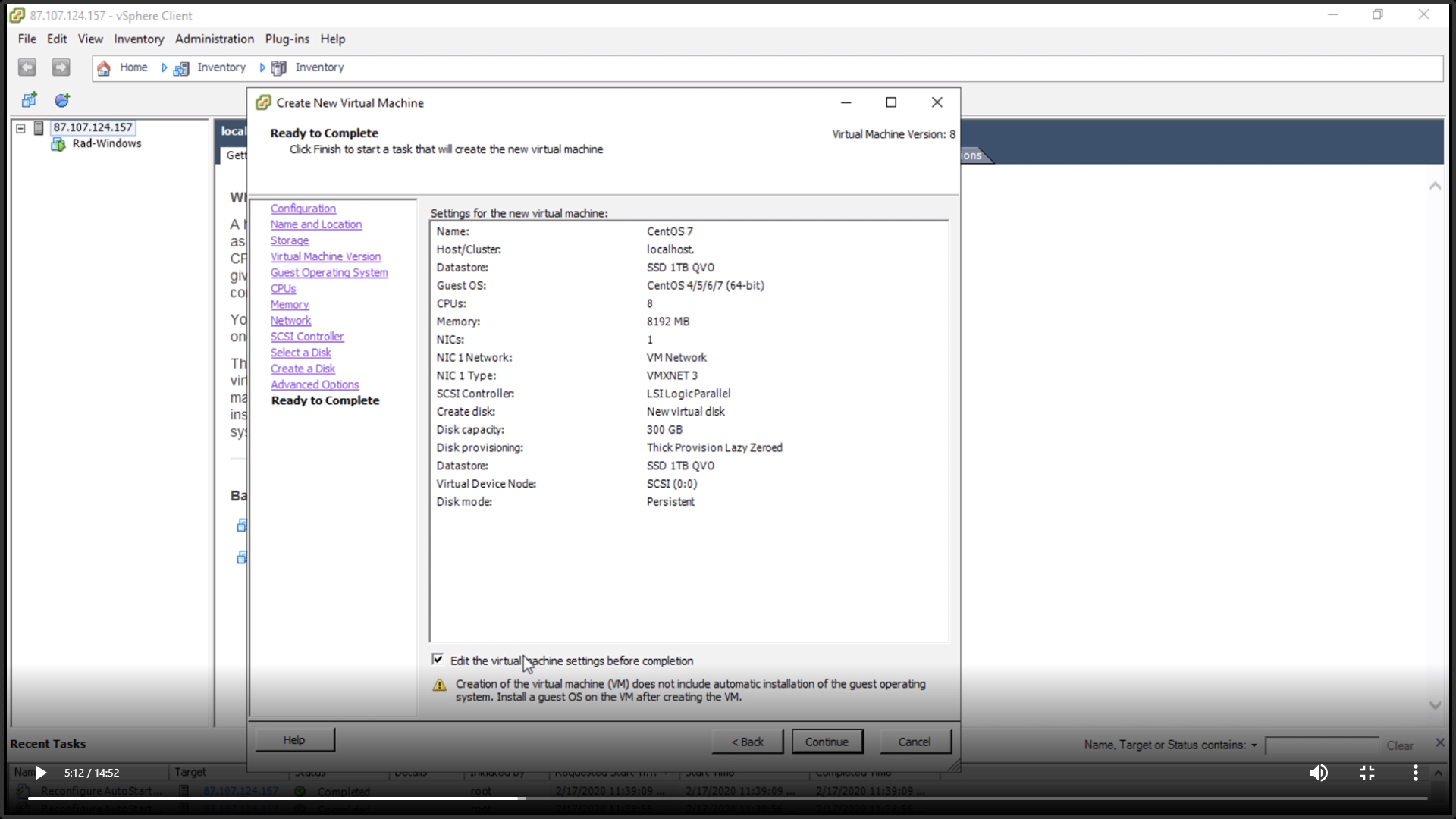 نصب CentOS روی VMWare ESXI