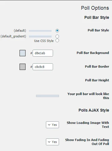 Poll Bar Style section in the wp polls plugin