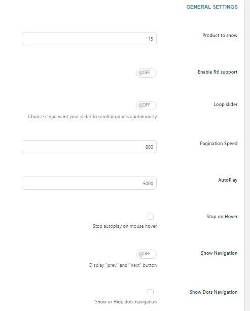 تنظیمات عمومی در افزونه YITH WooCommerce Product Slider Carousel