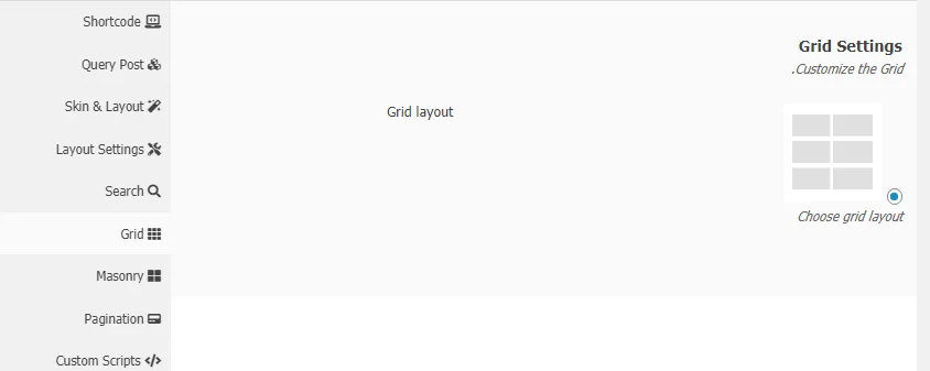 تنظیمات Grid در افزونه Post Grid