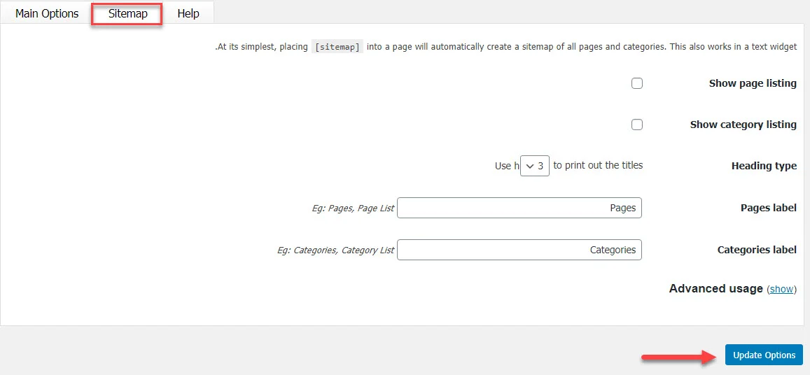 تب Sitemap