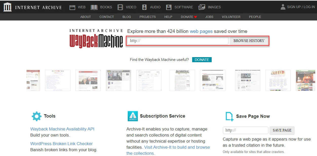 سایت Wayback Machine