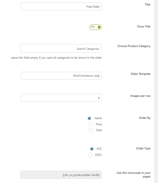 تنظیمات محتوا در افزونه YITH WooCommerce Product Slider Carousel