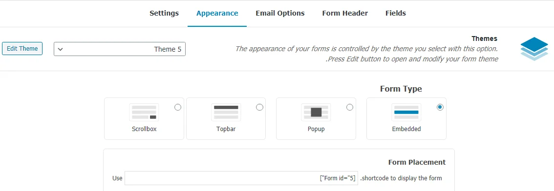 تنظیمات Appearance در افزونه Form Maker