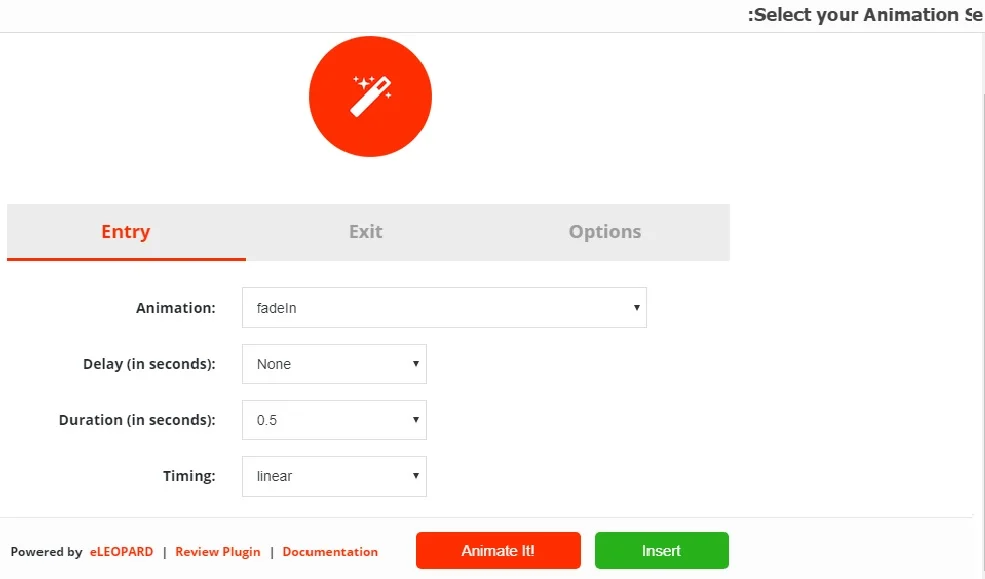 بخش Entry در افزونه Animate It