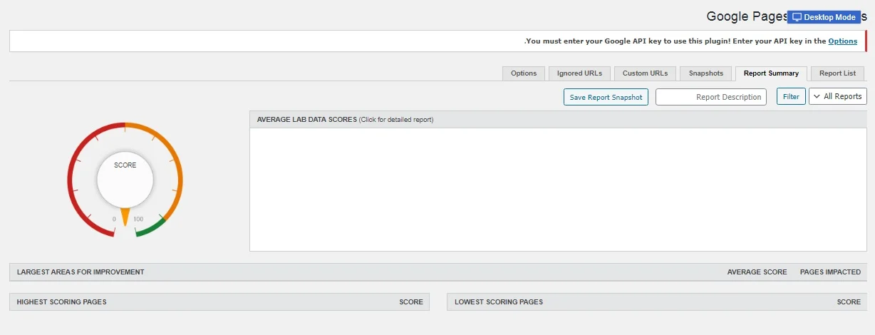 بخش Report Summary در افزونه Google Pagespeed Insights