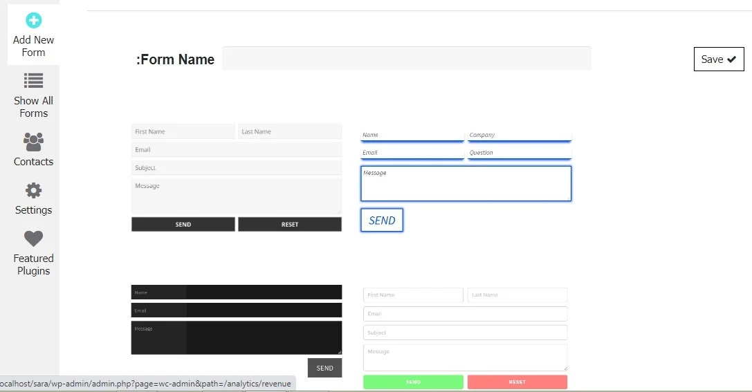 افزودن فرم جدید در افزونه Contact Form by Supsystic
