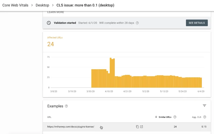 بررسی خطای صفحات توسط بخش Core Web Vitals در سرچ کنسول گوگل