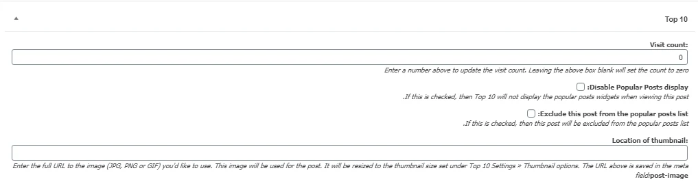 پیکربندی پست‌های محبوب در نوشته‌ها در افزونه Top 10