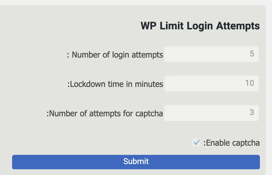 تنظیمات افزونه WP Limit Login Attempts