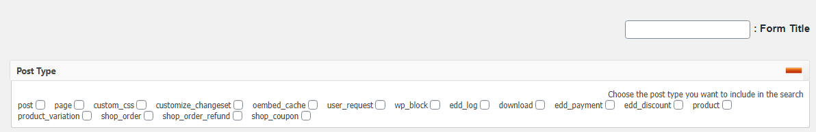 بخش Post Type در افزونه Ajax WP Query Search Filter