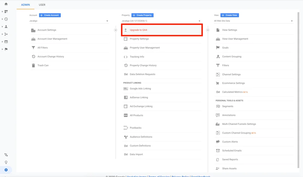 ارتقا به گوگل آنالیتیکس ۴