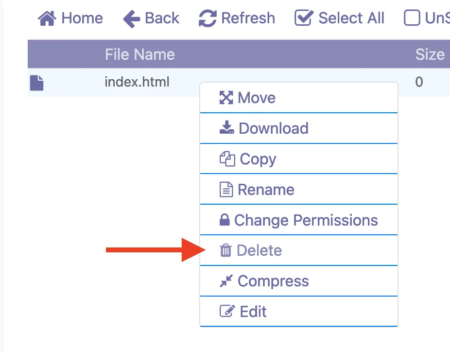 حذف فایل index.php