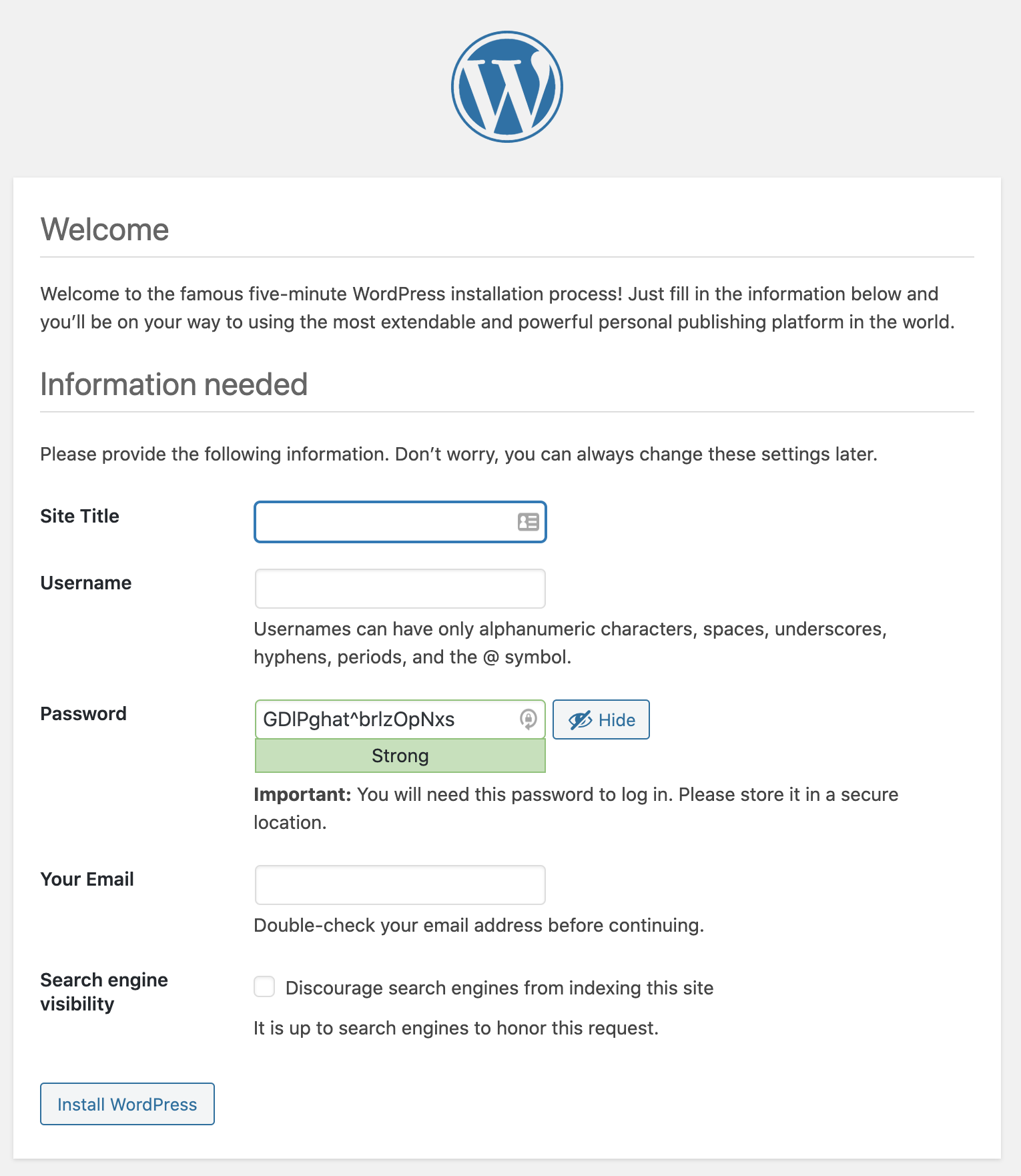 How to install wordpress on Webmin Virtualmin and Usermin