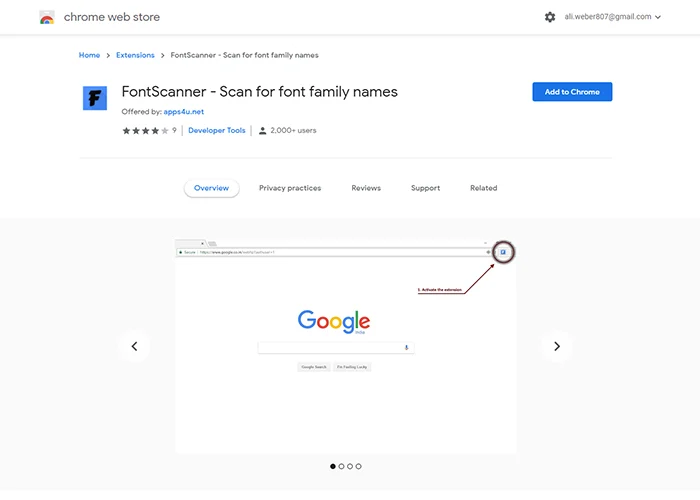 افزونه Font Scanner