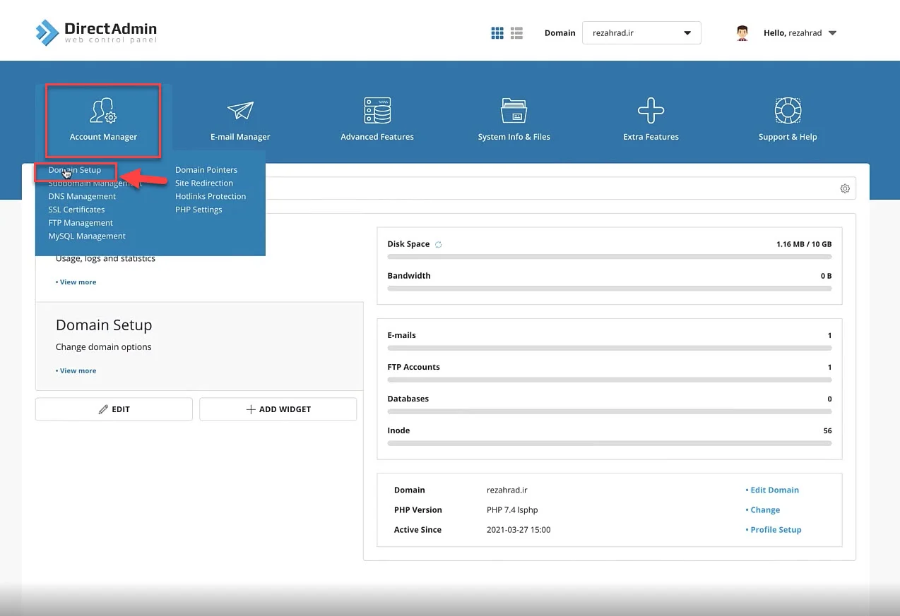 domain setup