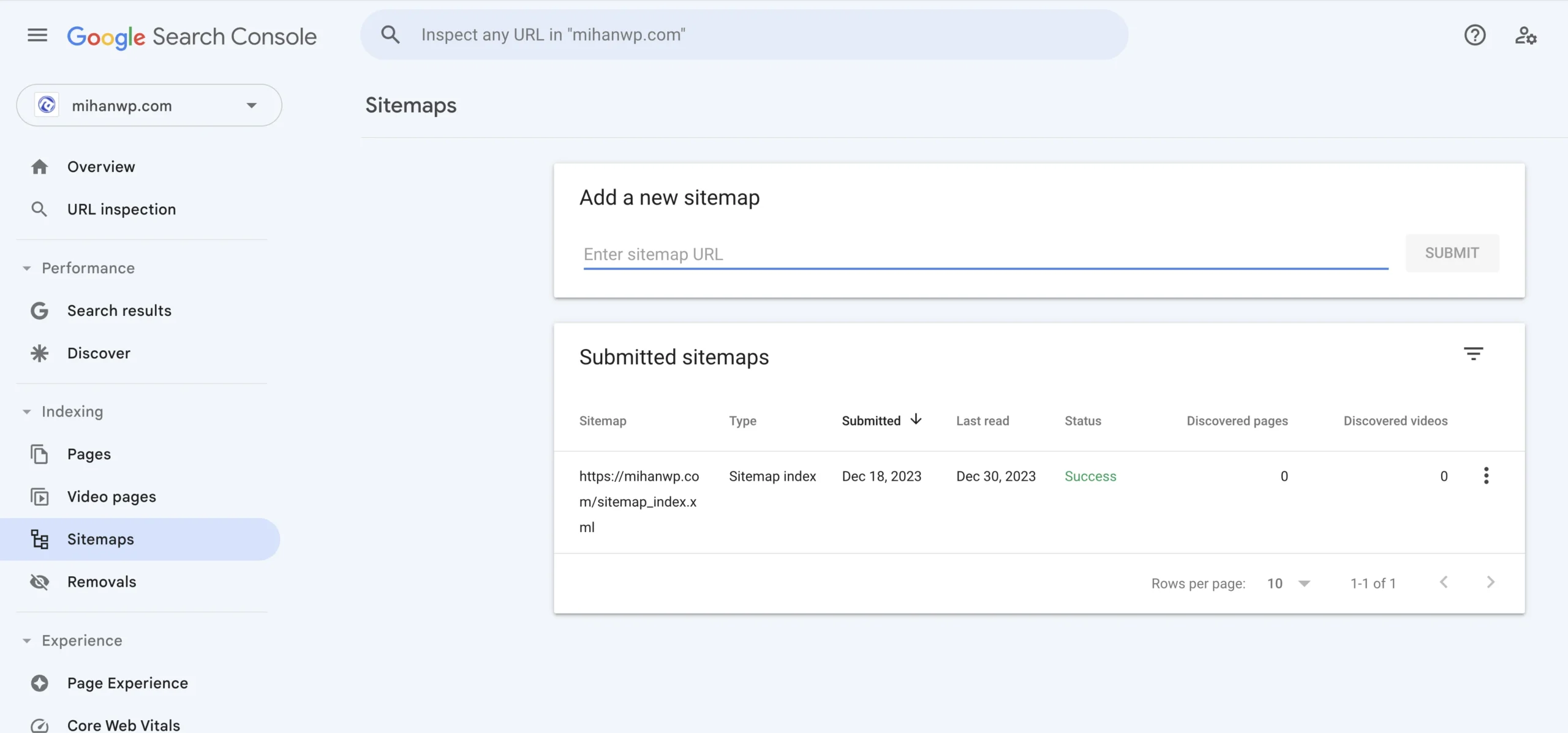 وارد کردن کد در کادر Add a new sitemap