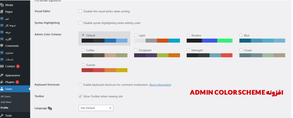  افزونه Admin Color Scheme 