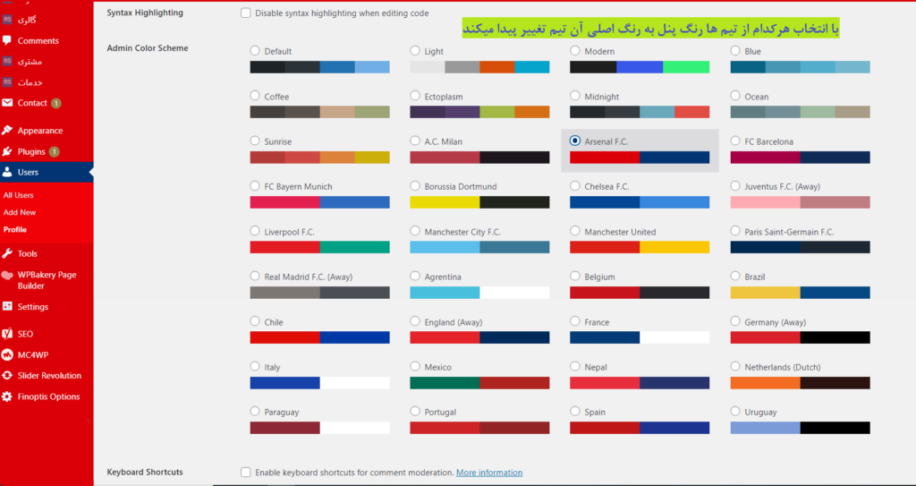 افزونه W2O Football Fans Admin Color Schemes 