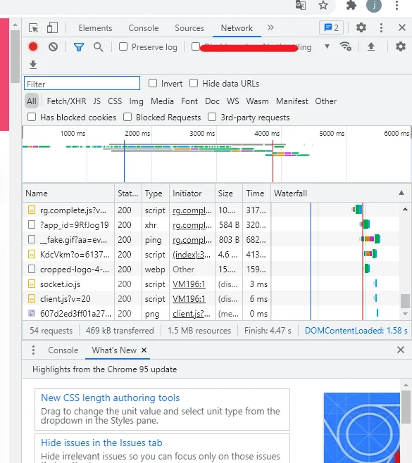  تب Network را باز کنید