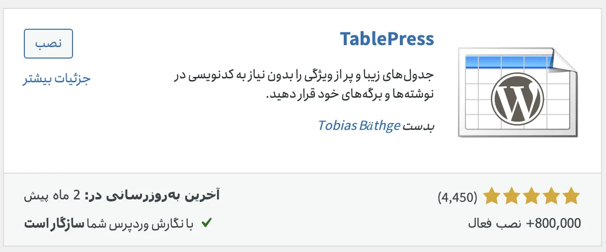 آموزش ساخت جدول در وردپرس با TablePress