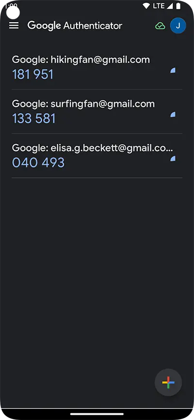 Google Authenticator view in app 1