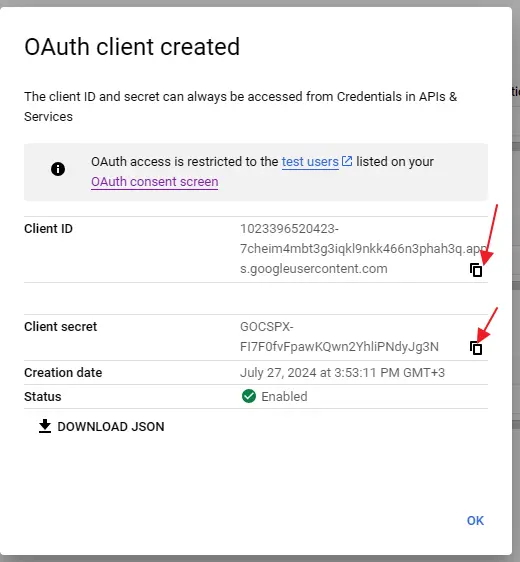 copy id for insert in mihan panel setting