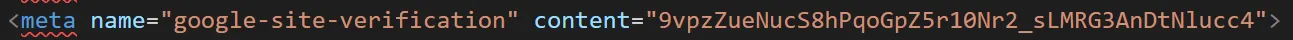 Google Site Verification metatag