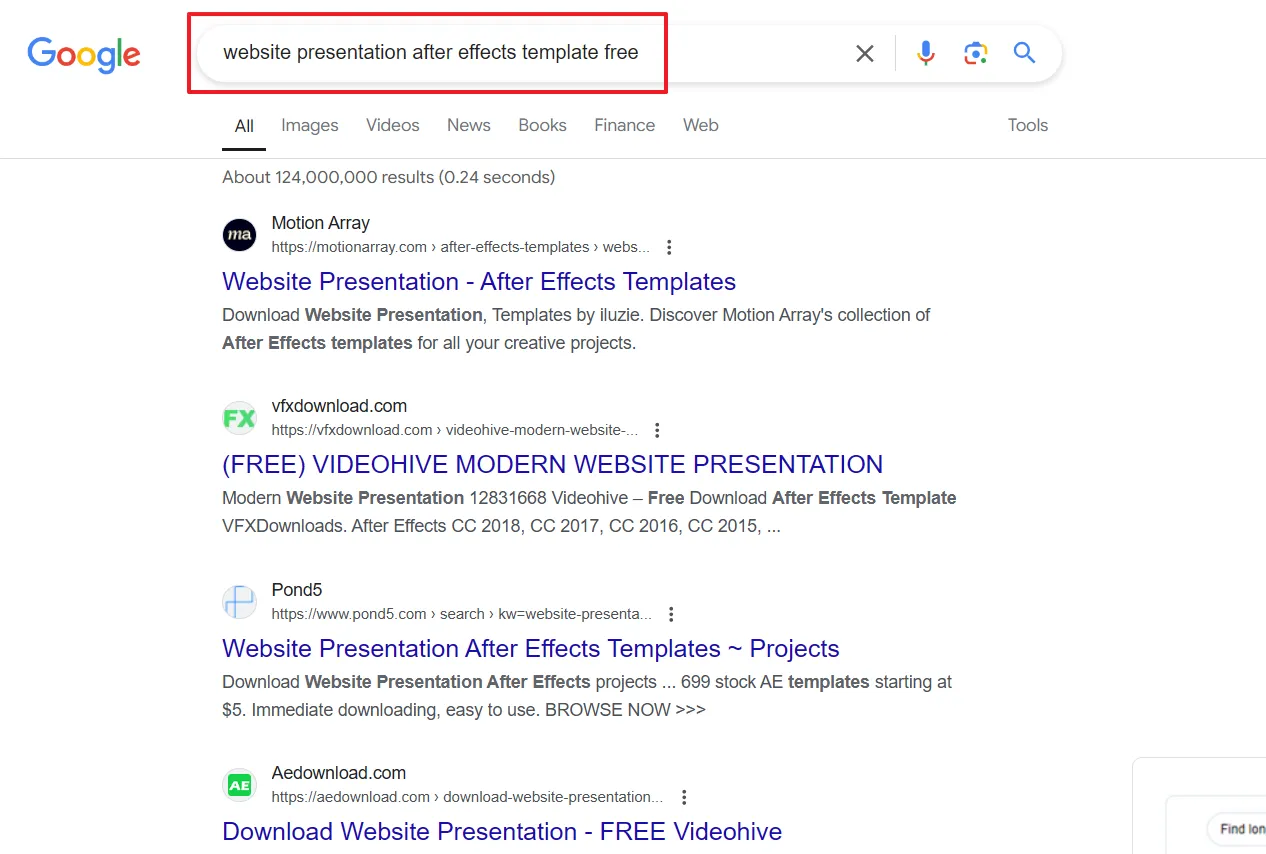 website presentation after effect