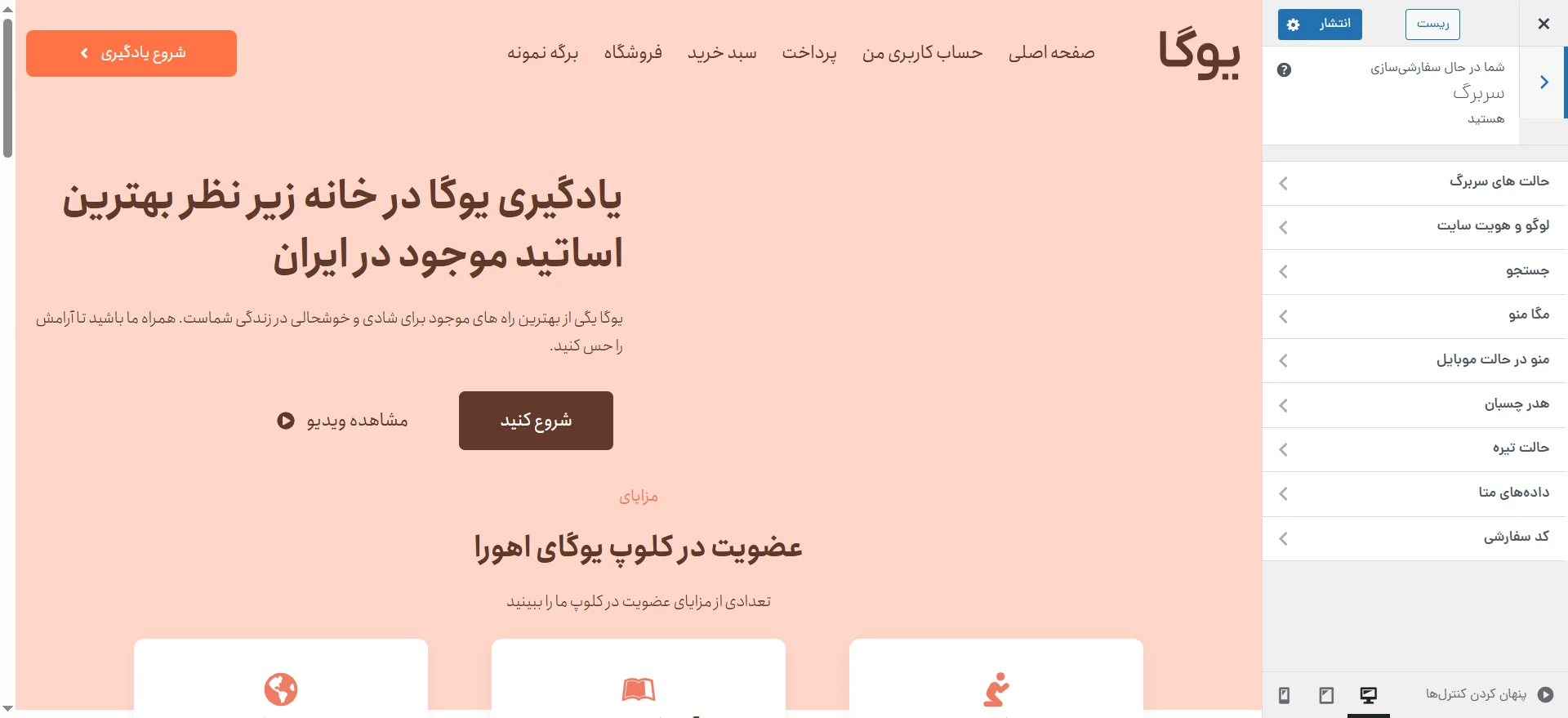 جلسه ۱۵: کار با بخش سفارشی سازی وردپرس customize wordpress theme5