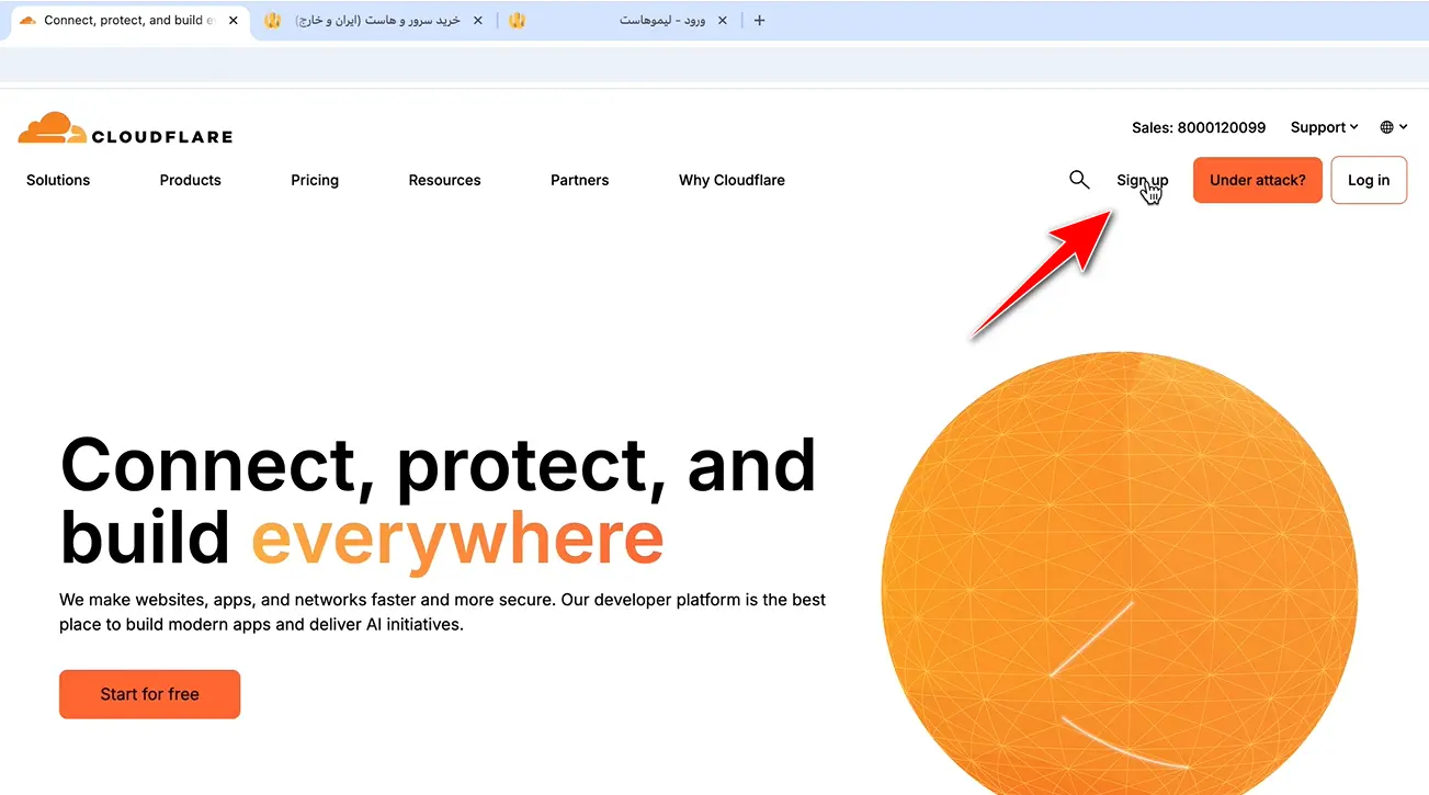 نصب Cloudflare روی سایت و انجام تنظیمات آن Sign Up در کلودفلر