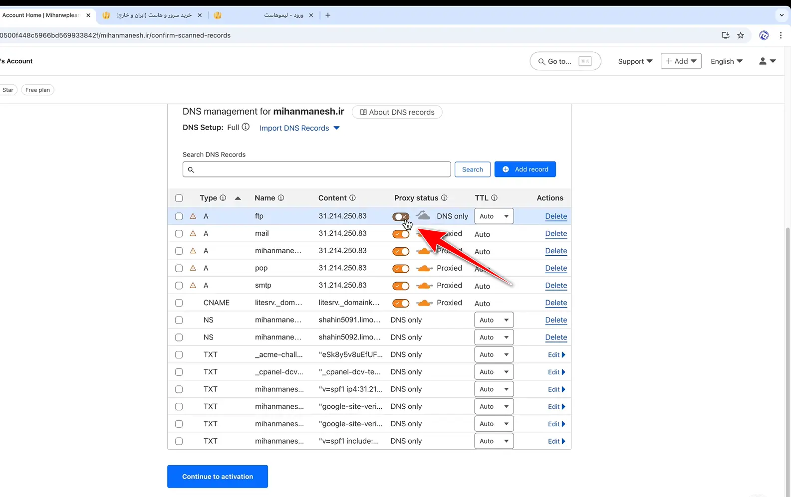 نصب Cloudflare روی سایت و انجام تنظیمات آن Proxy Status در کلودفلر