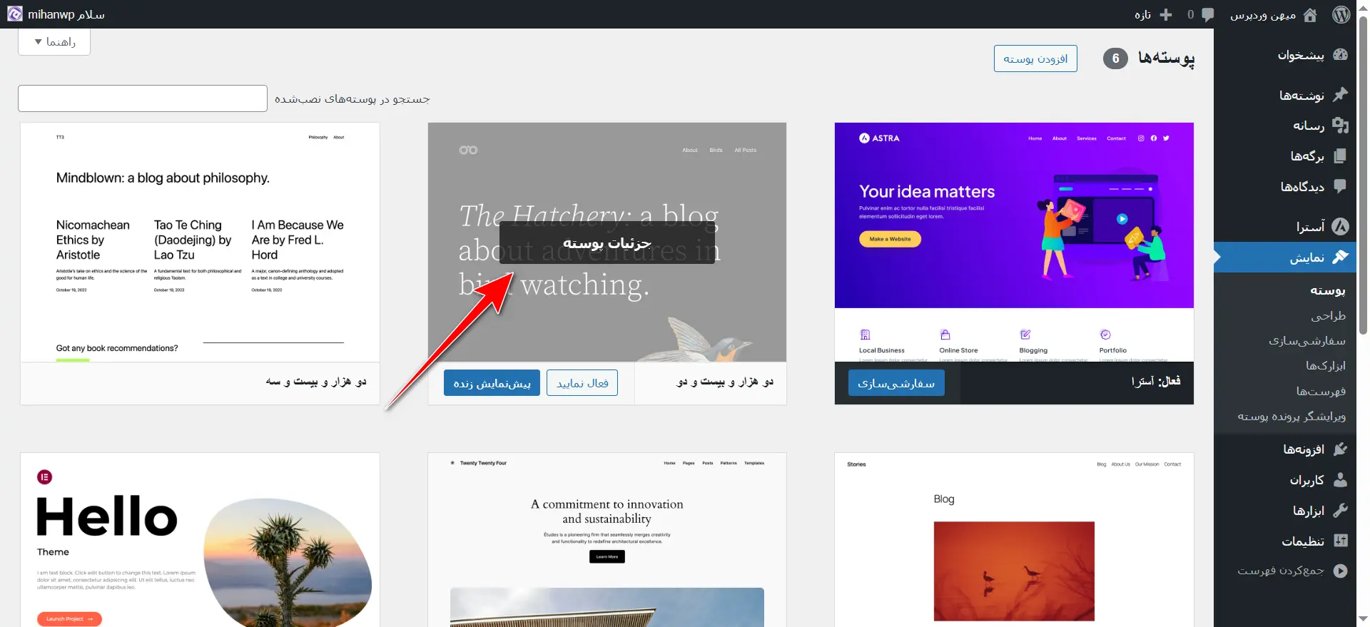 جلسه ۱۴: آموزش نصب قالب وردپرس install wordpress theme8