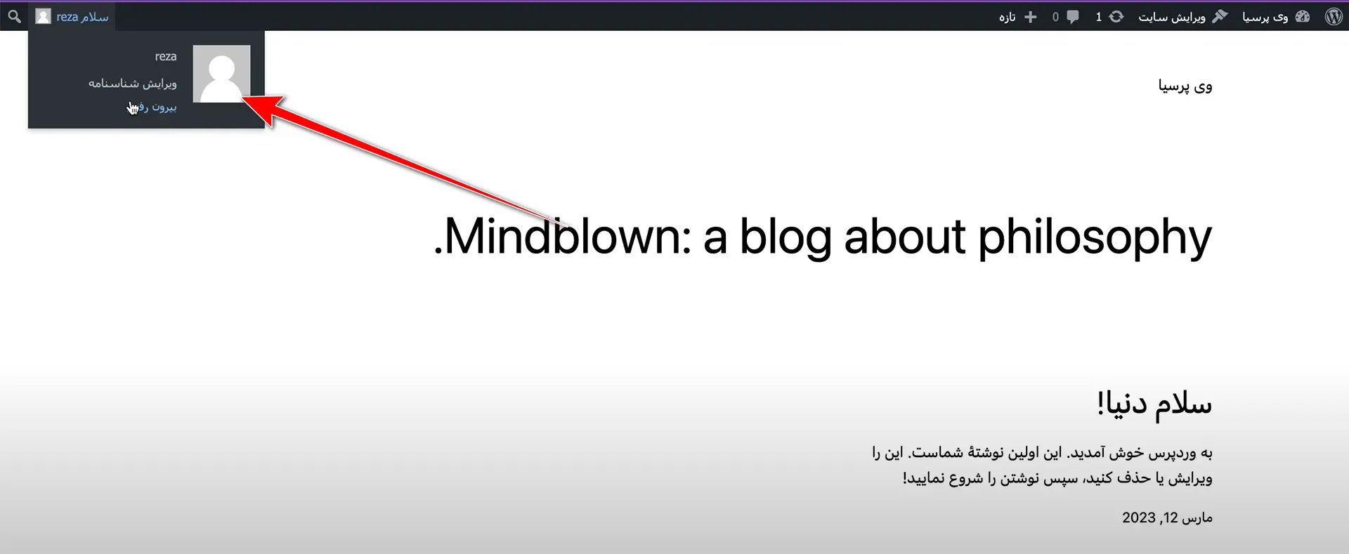 خروج و ویرایش پروفایل