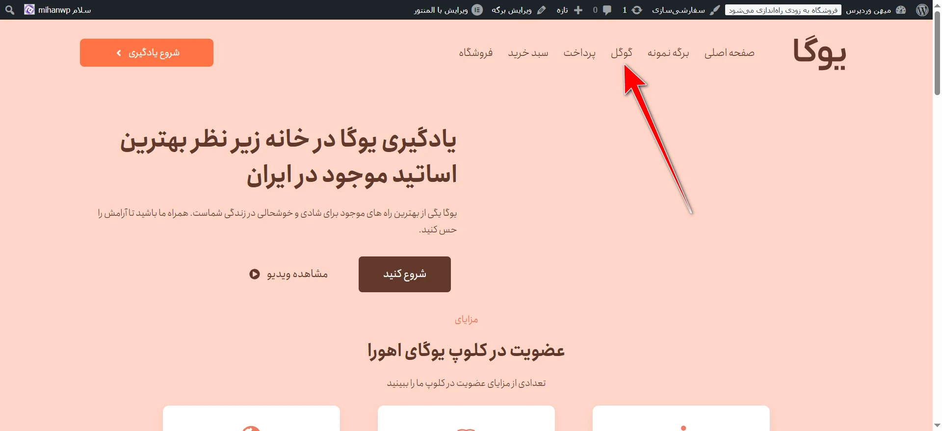 جلسه ۱۶: ساخت منو در وردپرس انتقال گوگل قبل از پرداخت
