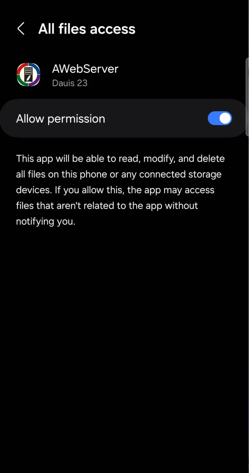 نصب وردپرس روی گوشی موبایل اندروید Allow permission