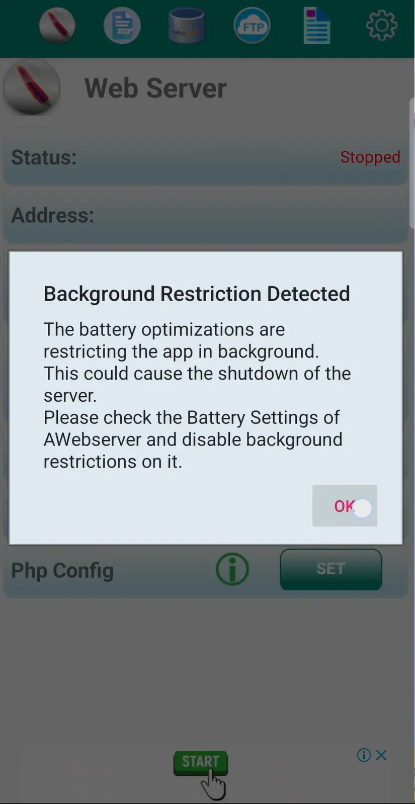 نصب وردپرس روی گوشی موبایل اندروید ارور Background apps