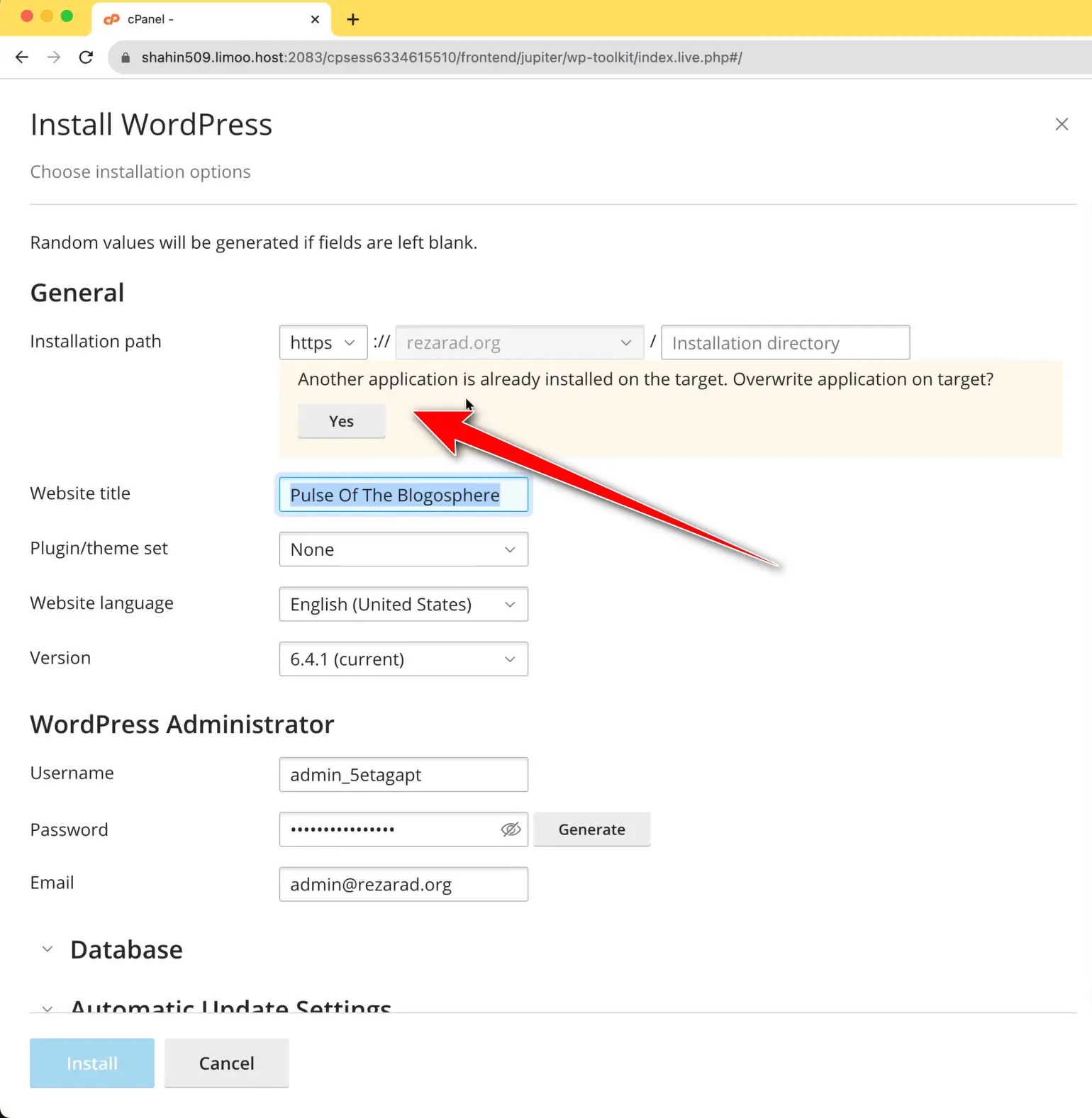 ارور نصب محدد وردپرس