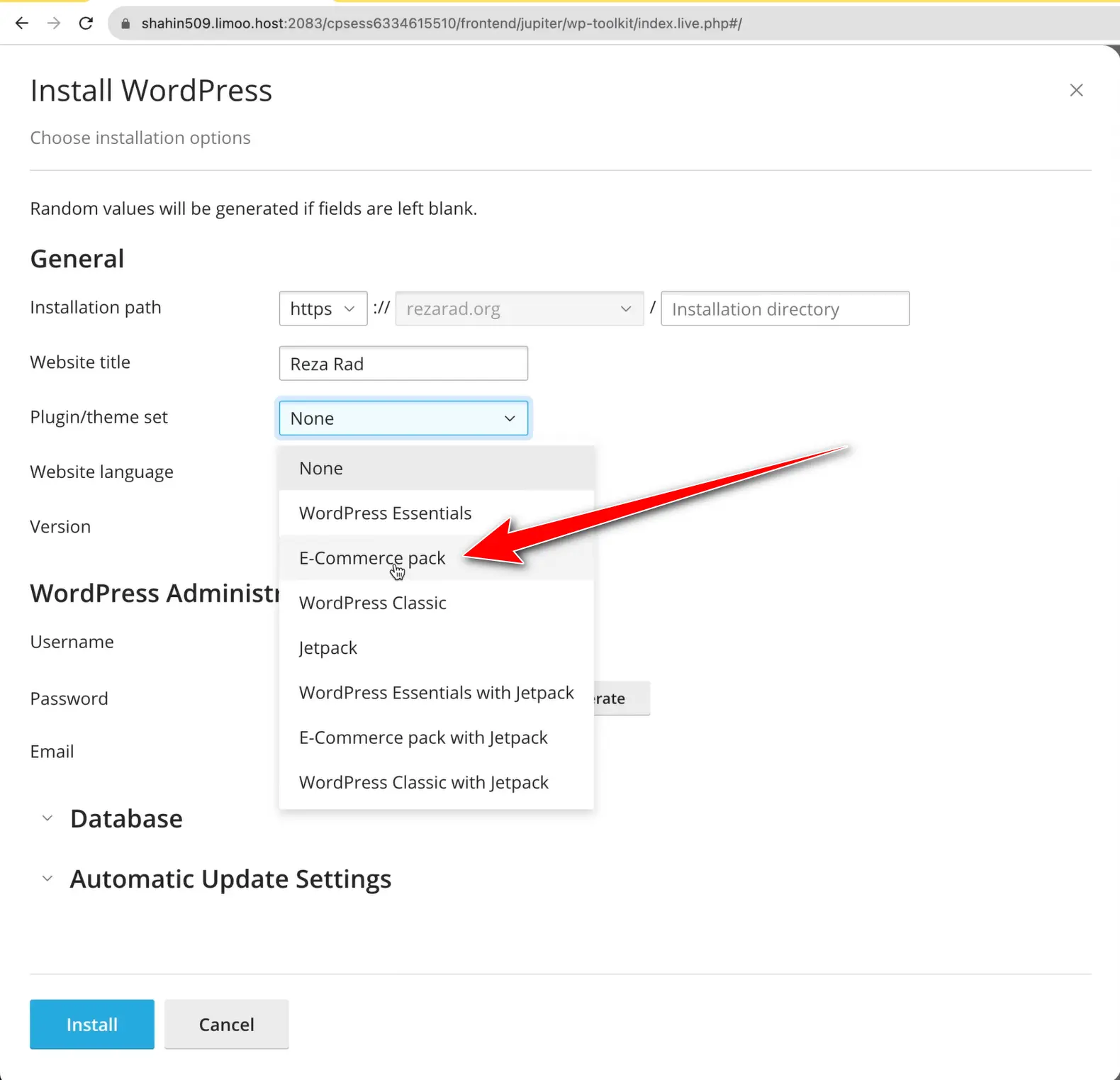 انتخاب نوع سایت