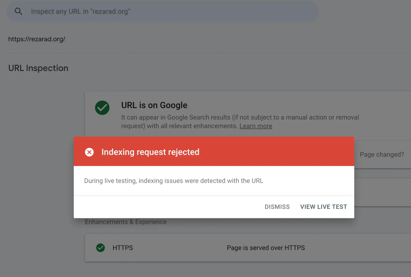 حل ارور Index Request Rejected در گوگل سرچ کنسول ارور Index Request Rejected