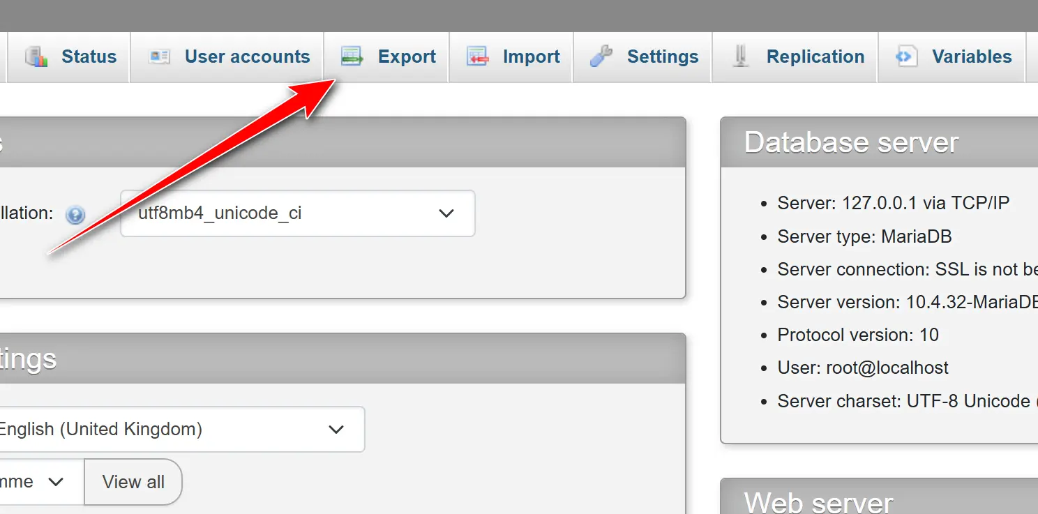 انتخاب گزینه Export
